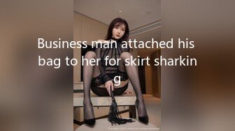 Business man attached his bag to her for skirt sharking